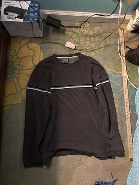 Vintage Y2K Xtreme Gear Striped Thermal Long Sleeve Shirt Charcoal Grey Size L